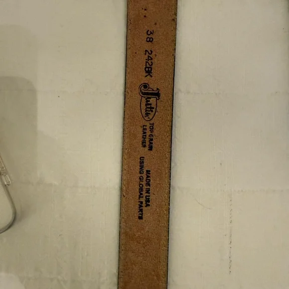 Justin Black Leather Embossed Leather Belt - Picture 3 of 5